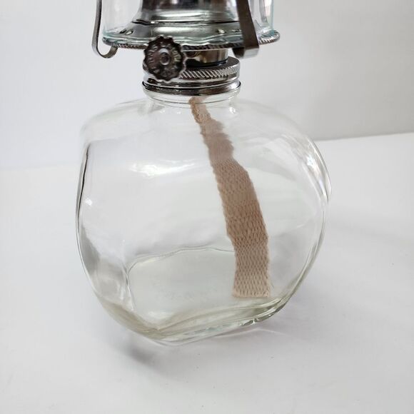 Vintage Lamplight Farms Clear Glass Oil Lamp with Cube Base - Picture 2 of 6